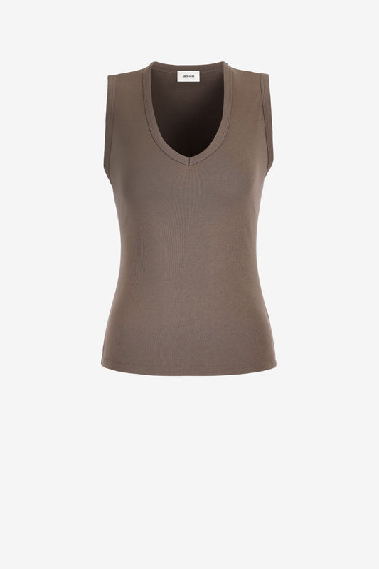 "The V Neck" Tank Top in Taupe by Anita Hass - Anita Hass
