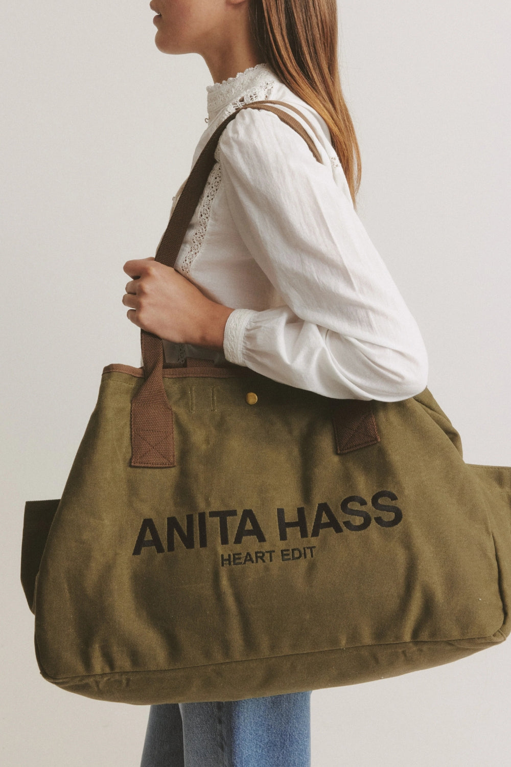 Tasche Moss in Oliv/Check Anita Hass