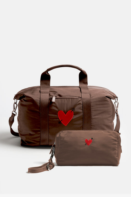 Conjunto de bolsos «Heart» en nailon marrón Anita Hass - Anita Hass