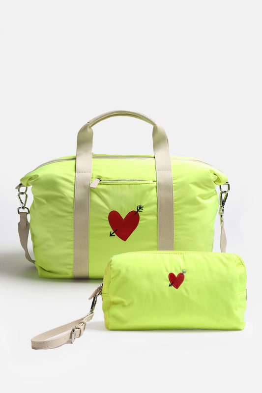 Conjunto de bolsos «Heart» en nailon amarillo neón - Anita Hass - Anita Hass