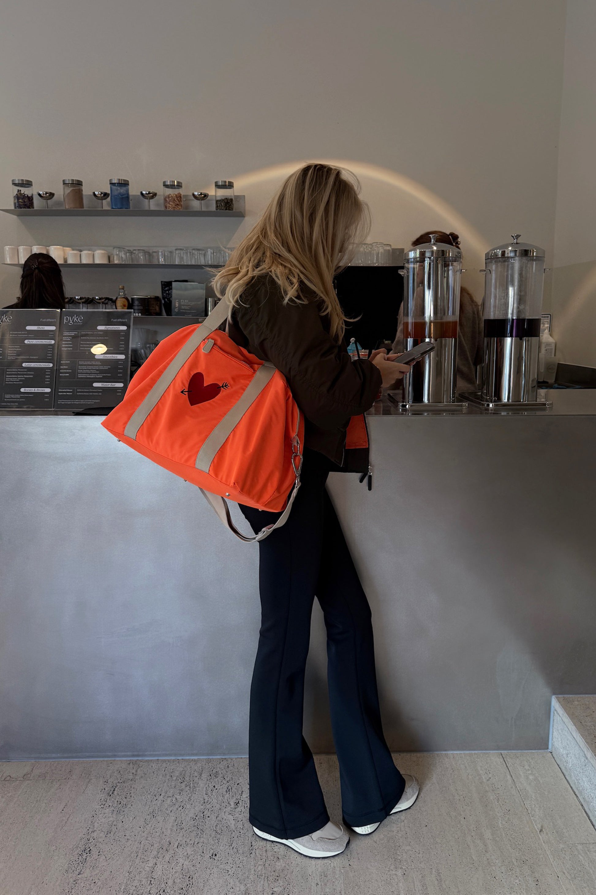 "Heart" Bag Set in Neon Orange Nylon by Anita Hass - Anita Hass