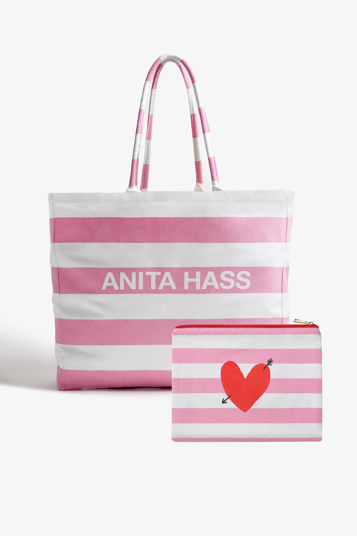 "Heart" Large Bag Set in Candy/White by Anita Hass - Anita Hass