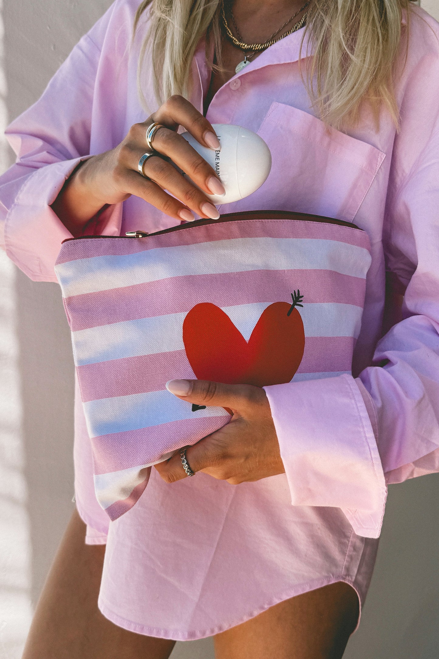 "Heart" Large Bag Set in Candy/White by Anita Hass - Anita Hass