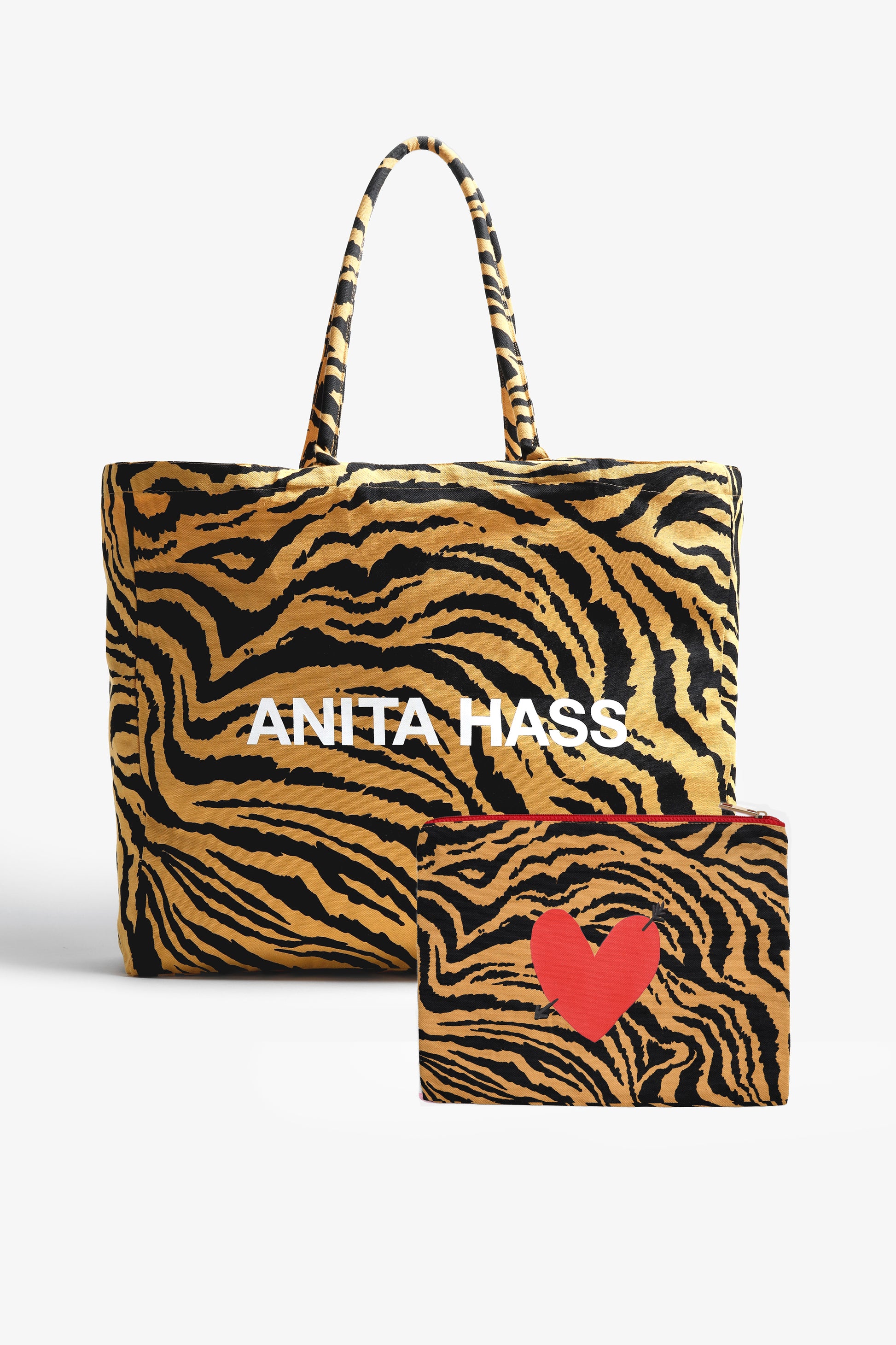 Taschen Set 'Heart' Large in Ochre Zebra Anita Hass