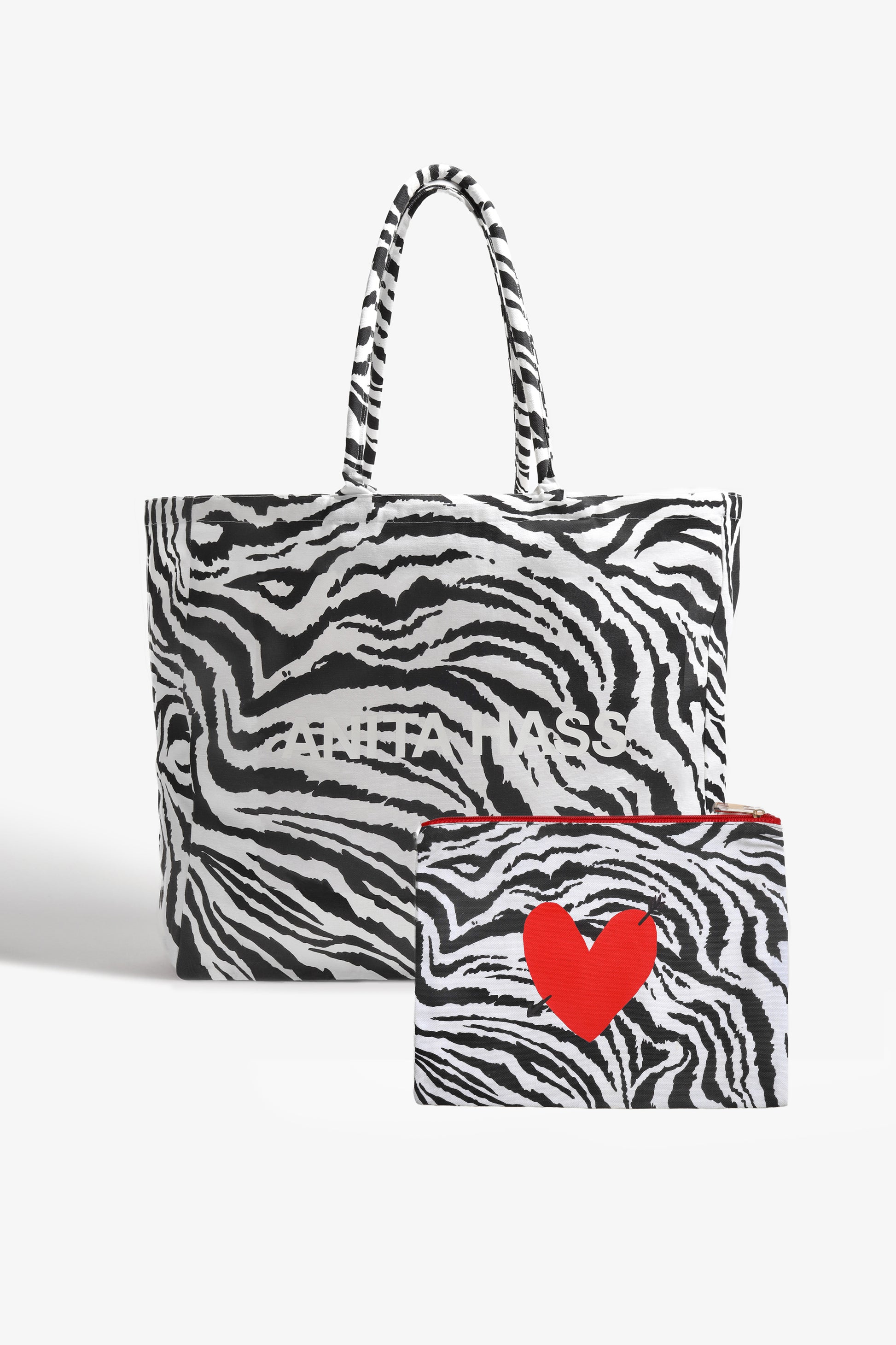 Taschen Set 'Heart' Small in White Zebra Anita Hass