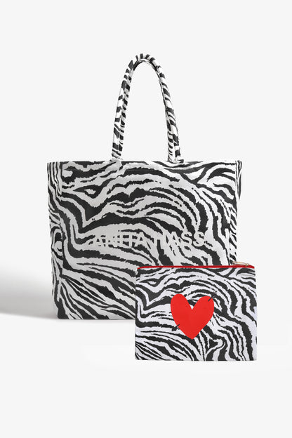 Taschen Set 'Heart' Small in White Zebra Anita Hass