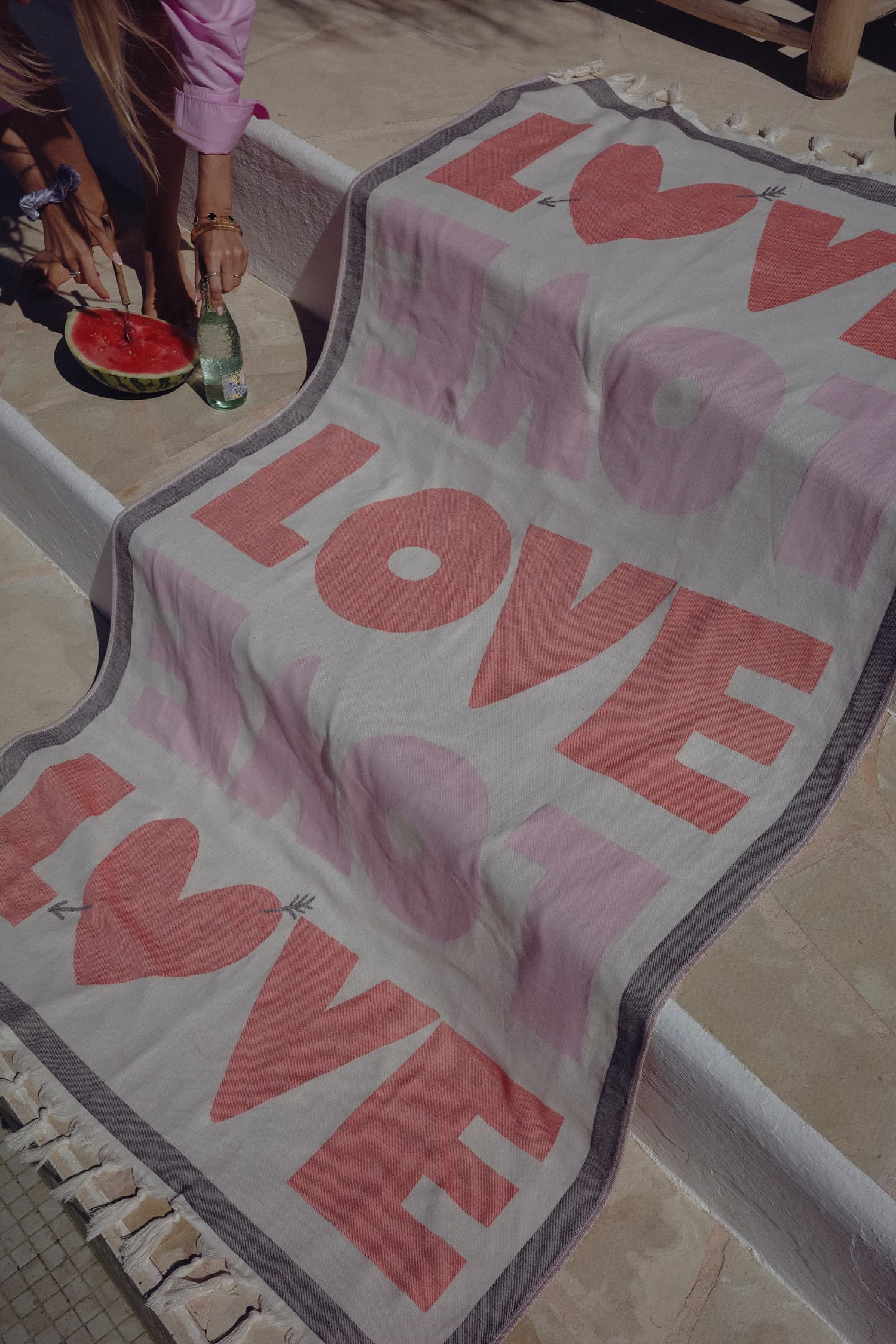 "Love" Scarf in Pink/Red by Anita Hass - Anita Hass
