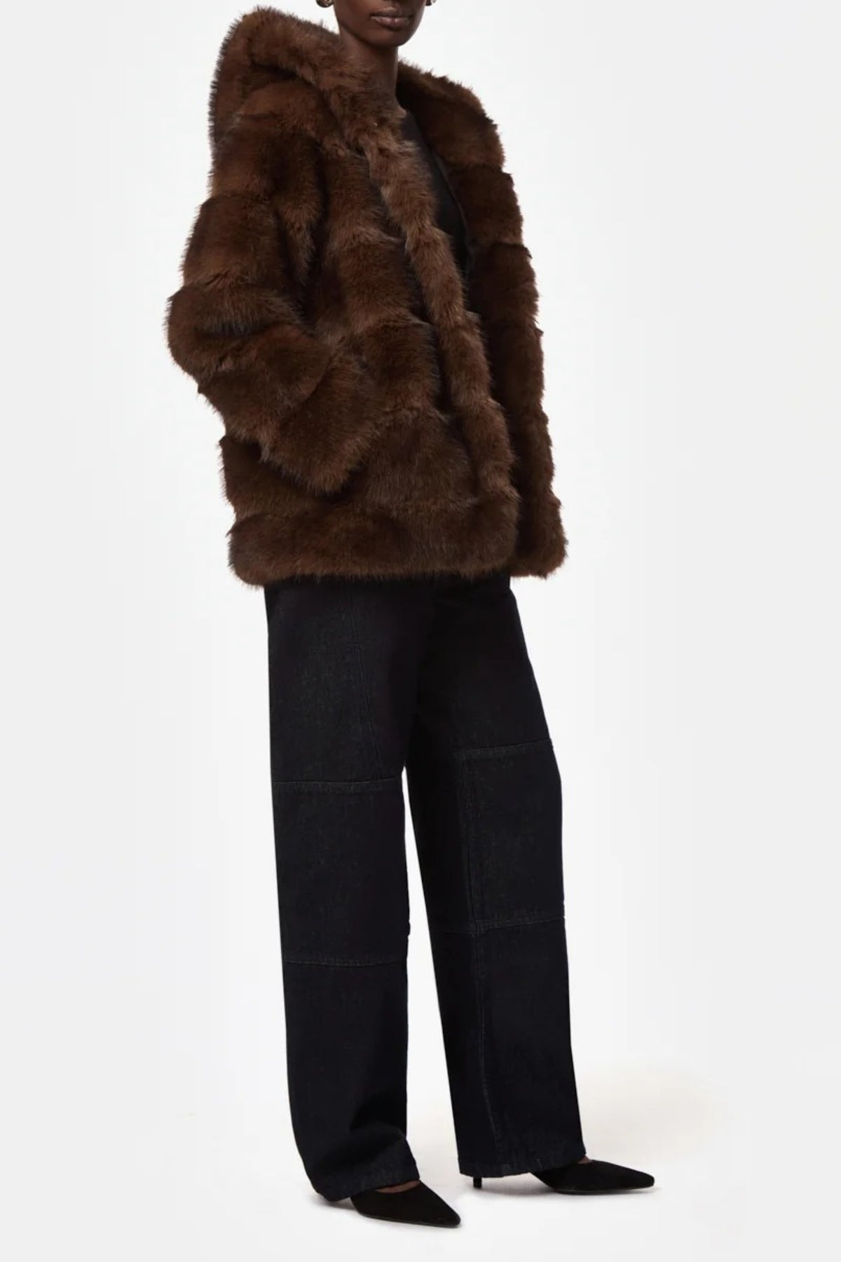 Mantel Cel Hooded in Mink Brown Apparis