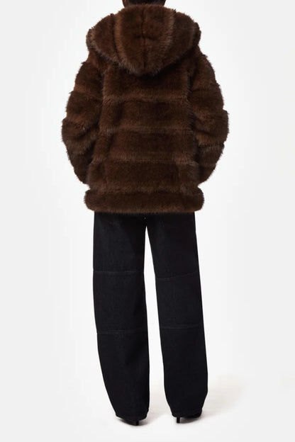Mantel Cel Hooded in Mink Brown Apparis
