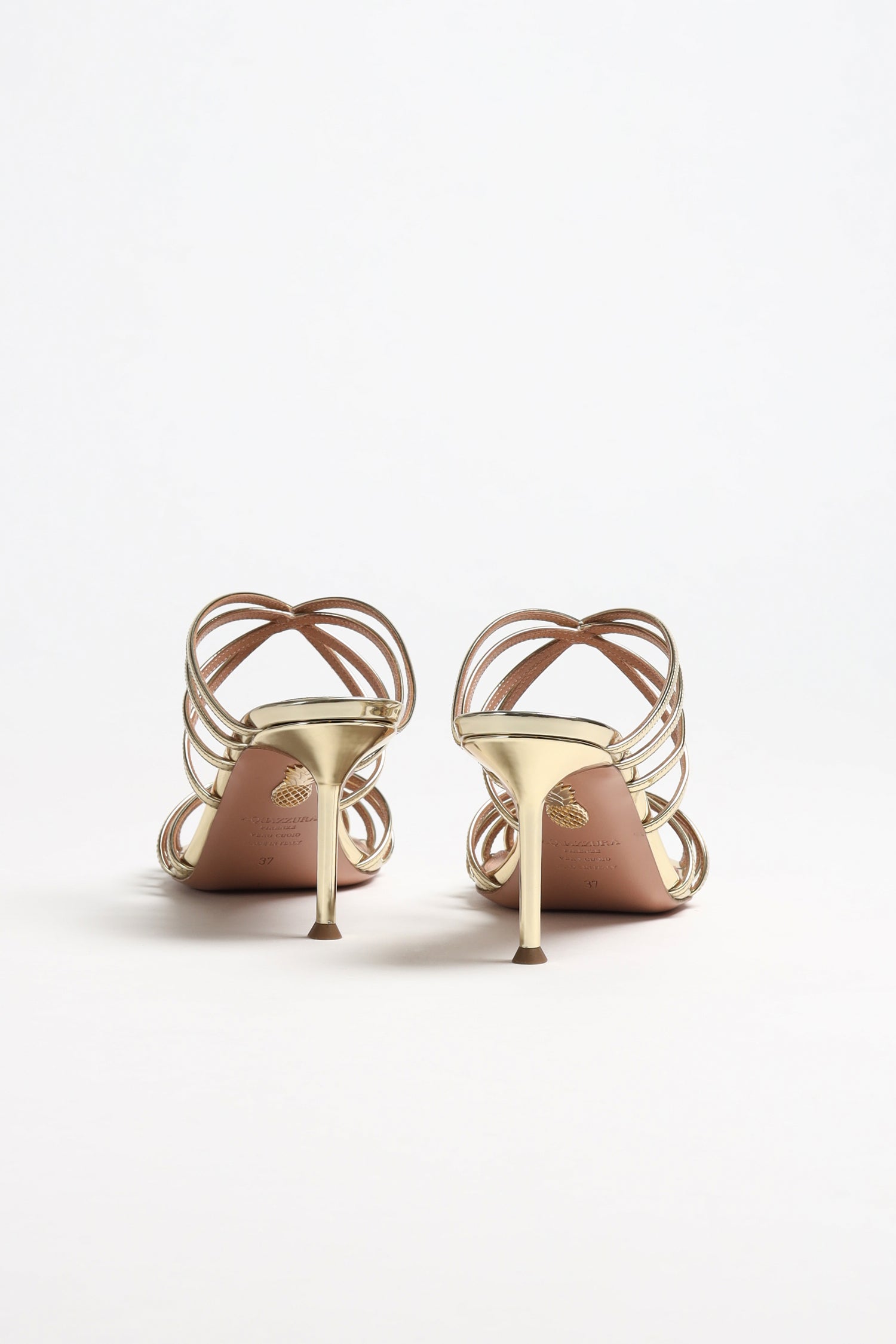 Mules Tell Me 75 in Soft Gold by Aquazzura - Anita Hass