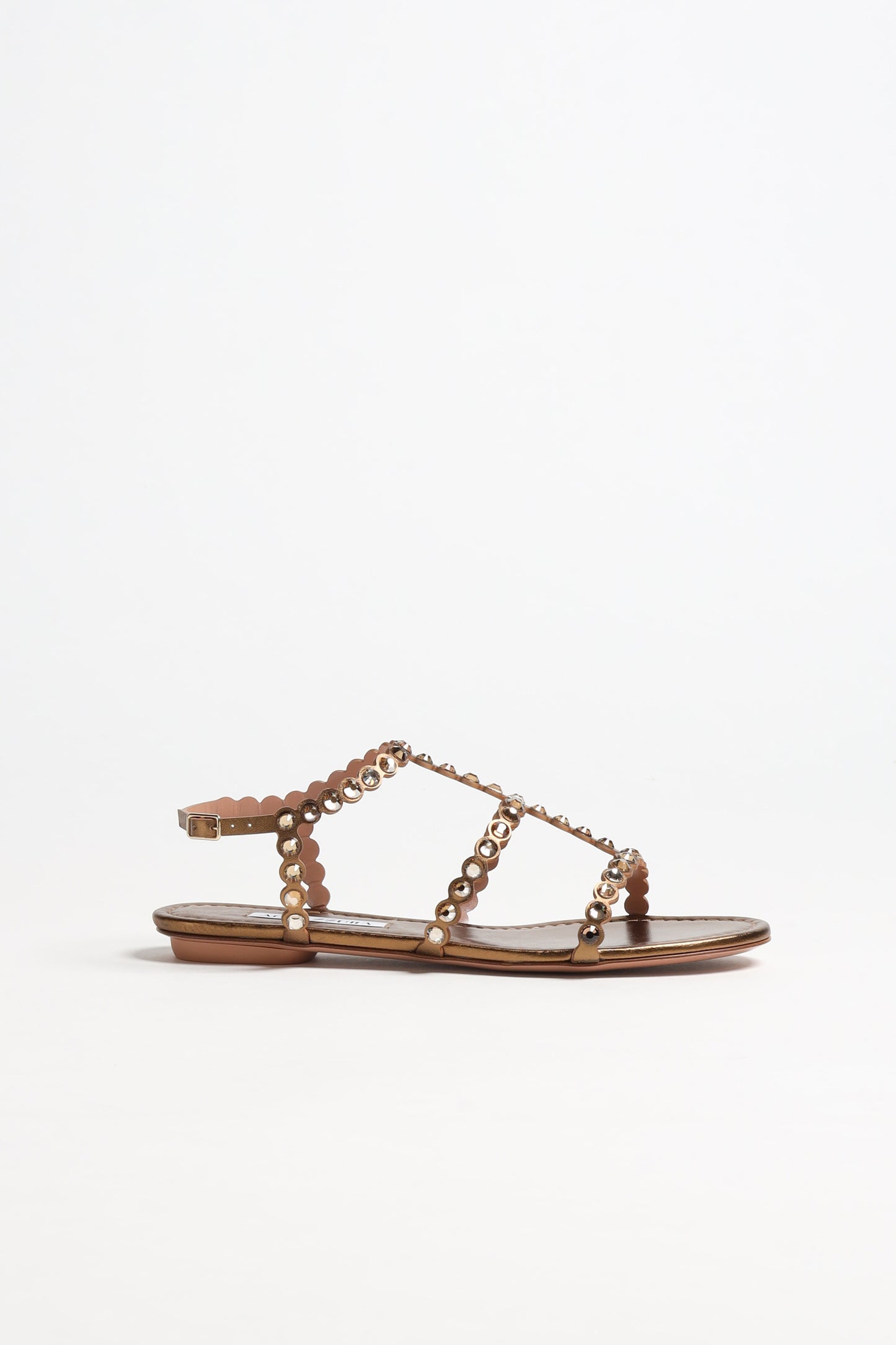 Tequila Sandals in Brass by Aquazzura - Anita Hass