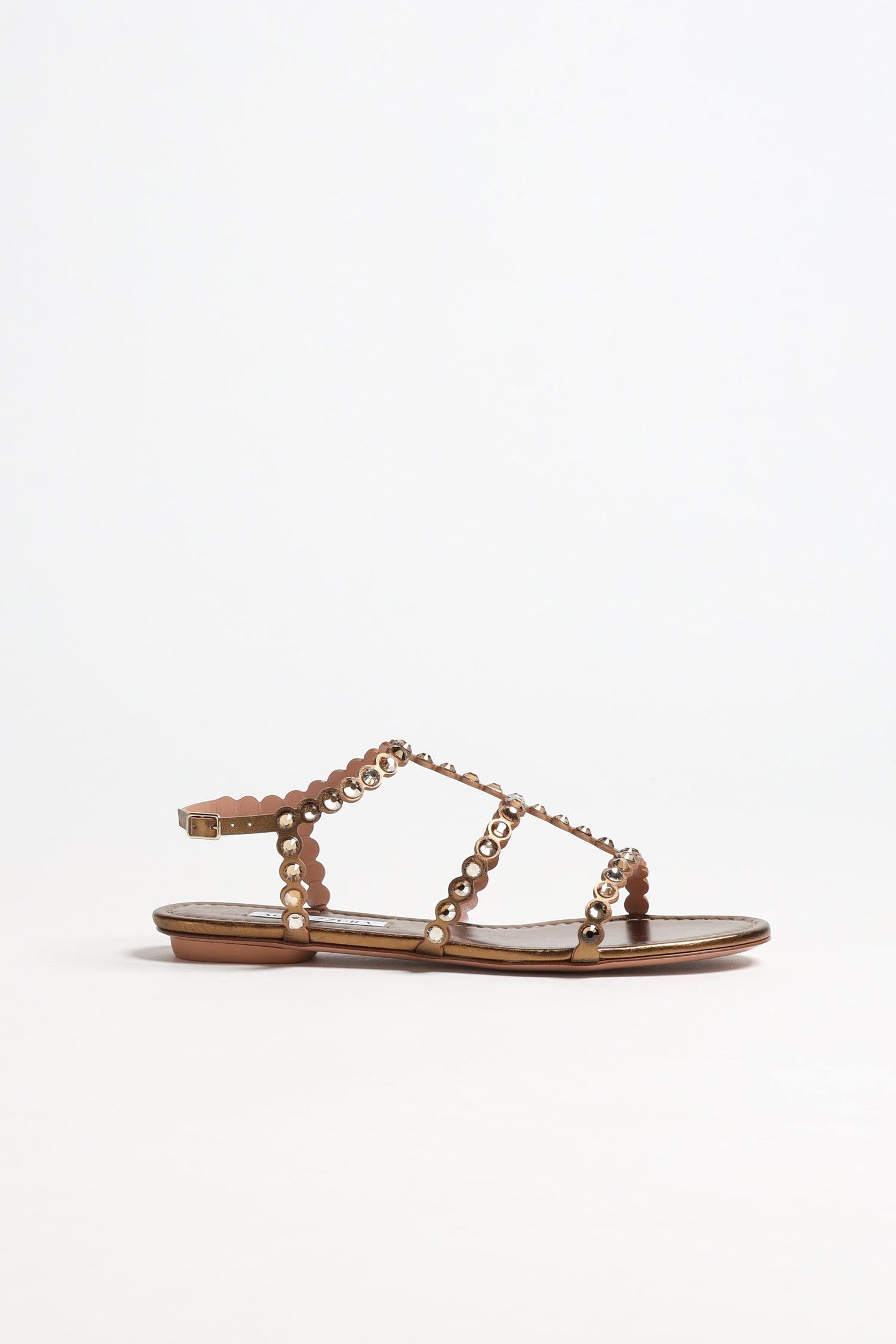 Tequila Sandals in Brass by Aquazzura - Anita Hass