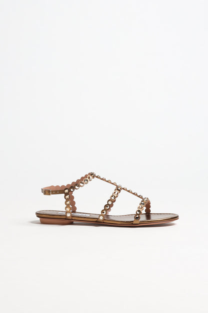 Tequila Sandals in Brass by Aquazzura - Anita Hass