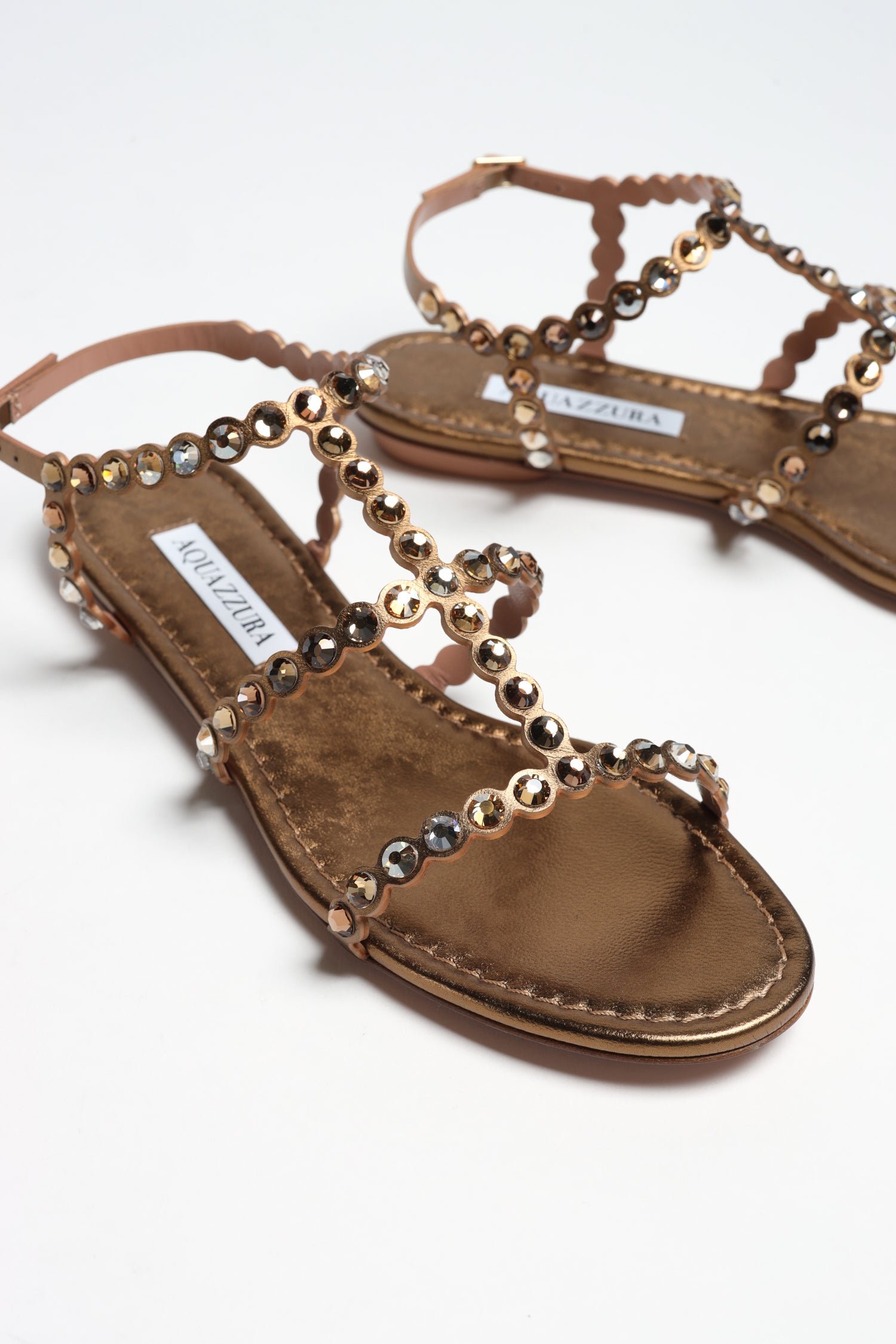 Tequila Sandals in Brass by Aquazzura - Anita Hass