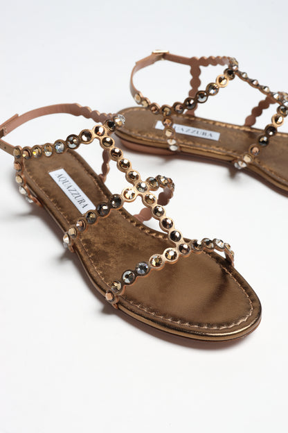 Tequila Sandals in Brass by Aquazzura - Anita Hass