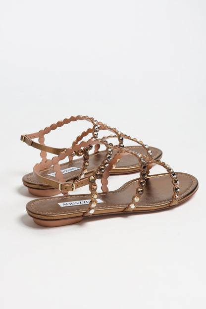 Tequila Sandals in Brass by Aquazzura - Anita Hass