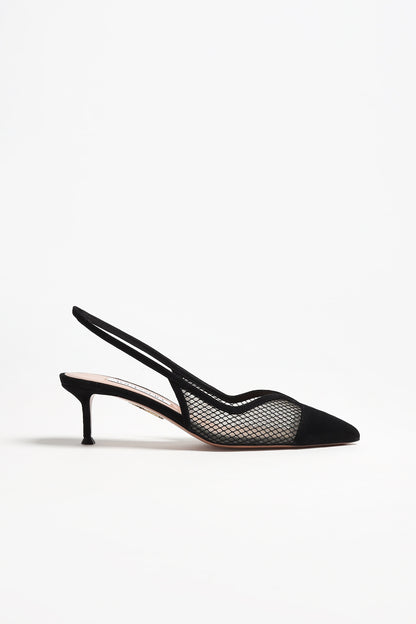 Gia Mesh 50 Slingbacks in Black by Aquazzura - Anita Hass