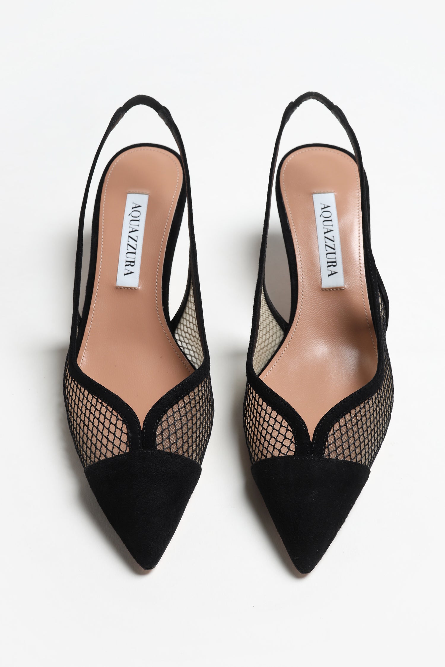 Gia Mesh 50 Slingbacks in Black by Aquazzura - Anita Hass