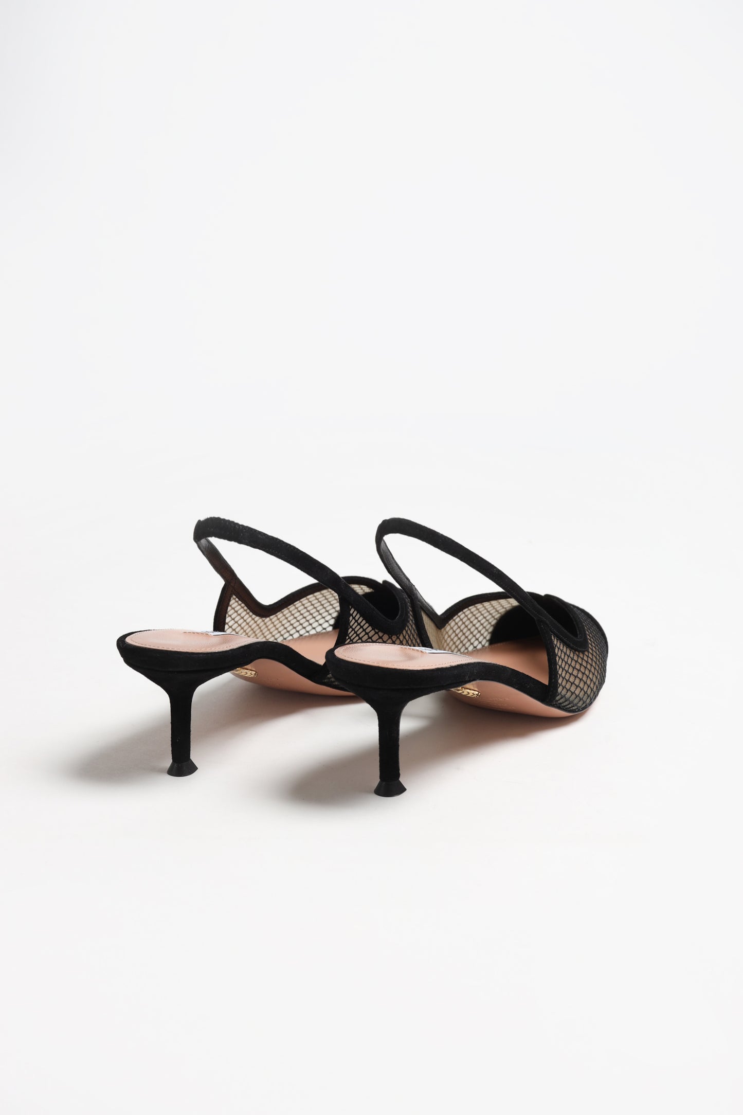 Gia Mesh 50 Slingbacks in Black by Aquazzura - Anita Hass