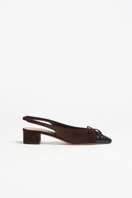 Gioia 35 Slingbacks in Espresso/Black by Aquazzura - Anita Hass
