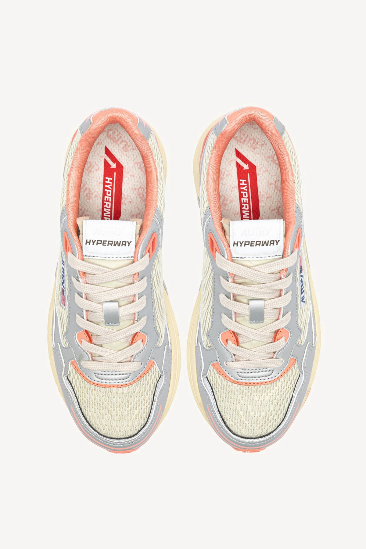 Hyperway Sneakers in Silver/Peach Pink by Autry - Anita Hass