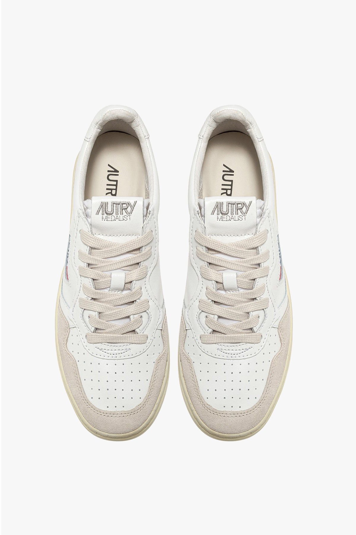 Sneaker Medalist in White/Beige Suede Autry