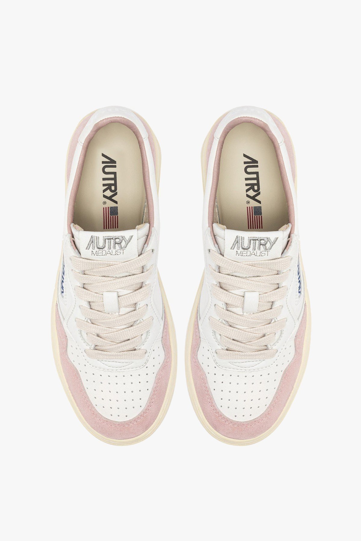 Sneaker Medalist in White/Powder Suede Autry