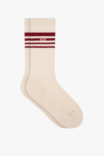 Stripes Socks in Ivory/Ruby