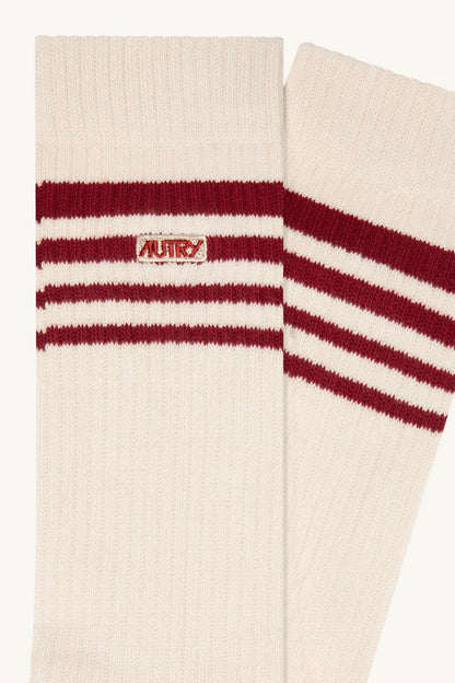 Stripes Socks in Ivory/Ruby
