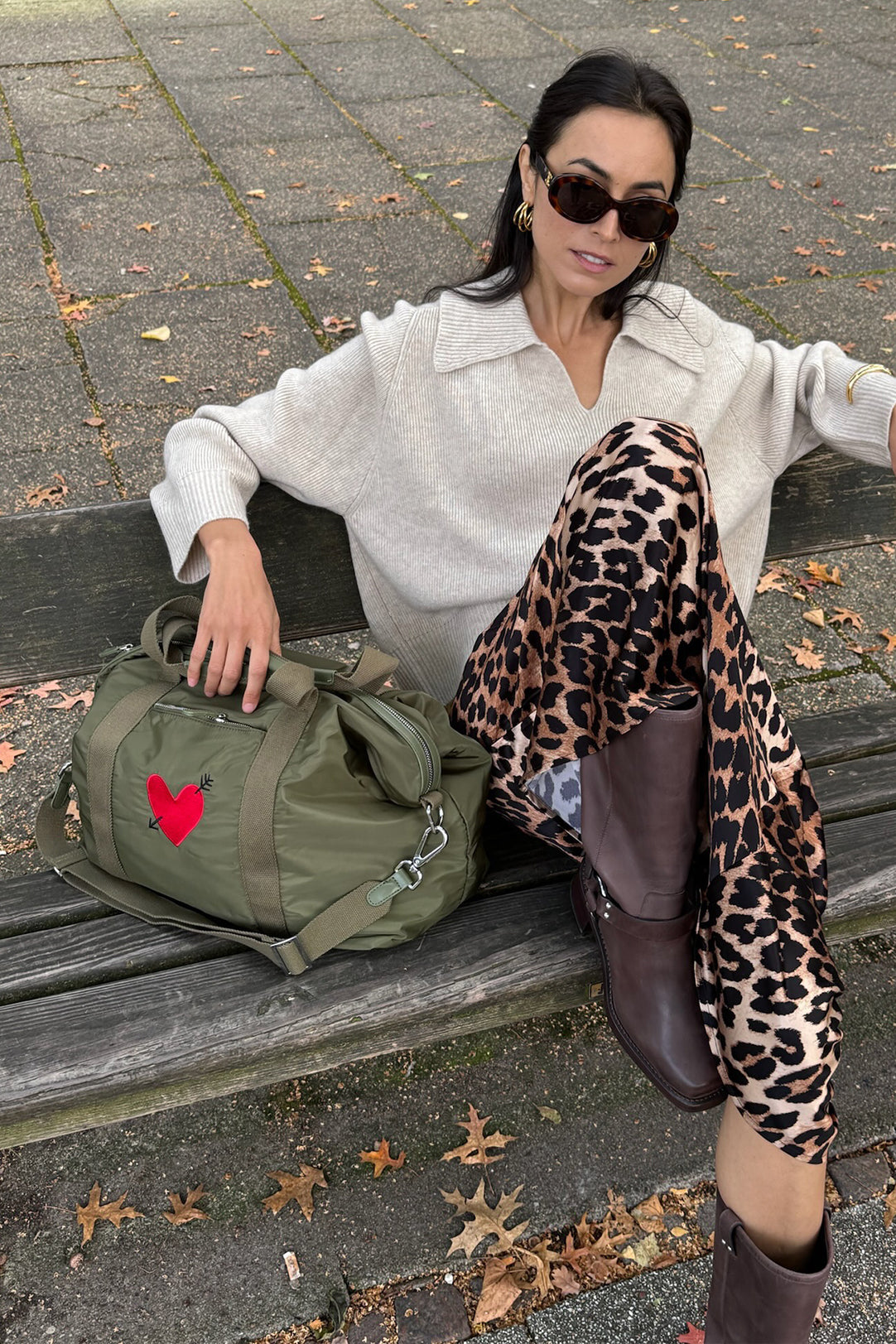 Tasche 'Heart' in Oliv NylonAnita Hass - Anita Hass