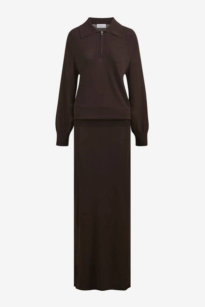 "The Sabine Polo" Dress in Truffle by Brandon Maxwell - Anita Hass