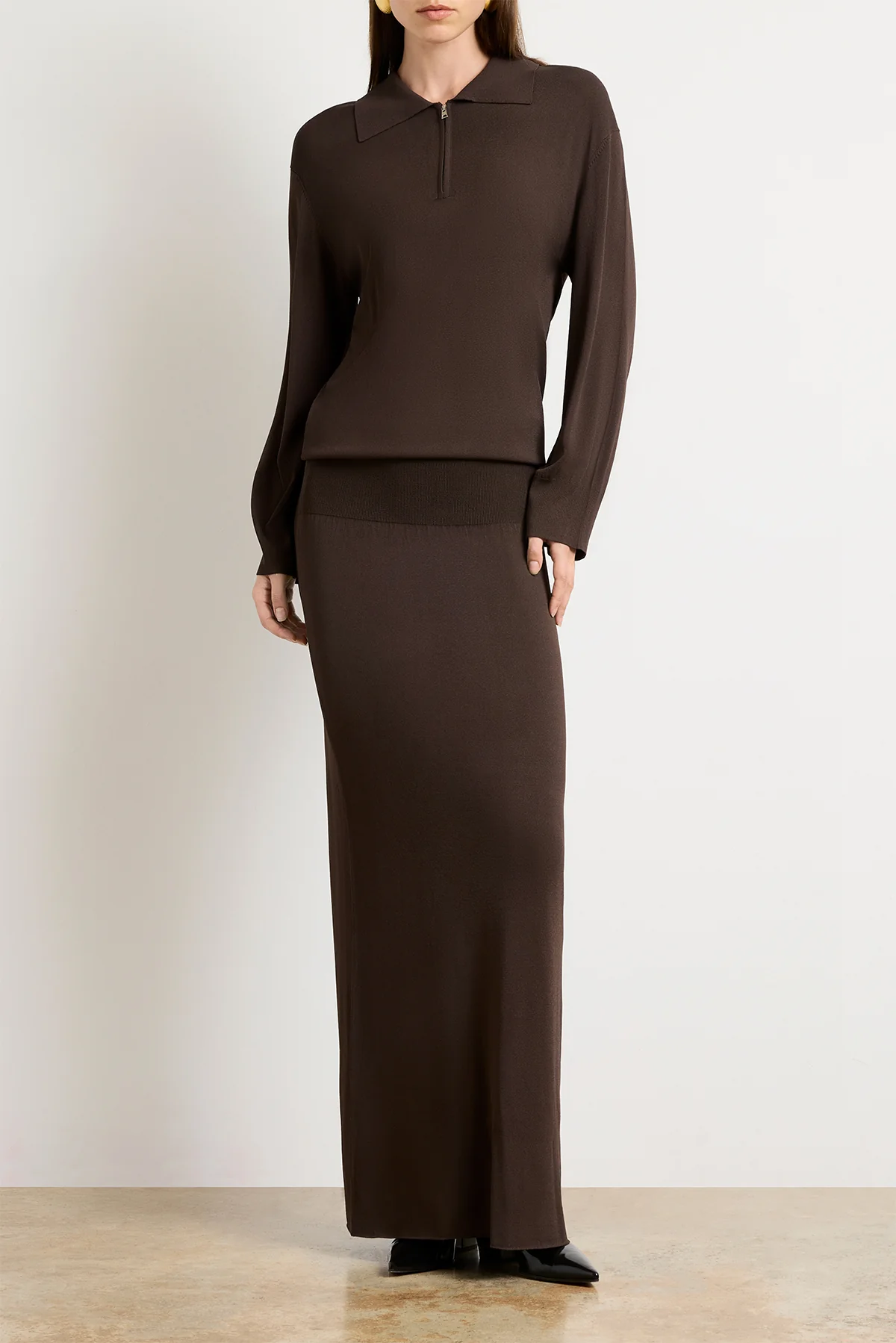 "The Sabine Polo" Dress in Truffle by Brandon Maxwell - Anita Hass
