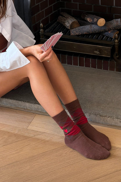 Socks Whitby in Brown/Red