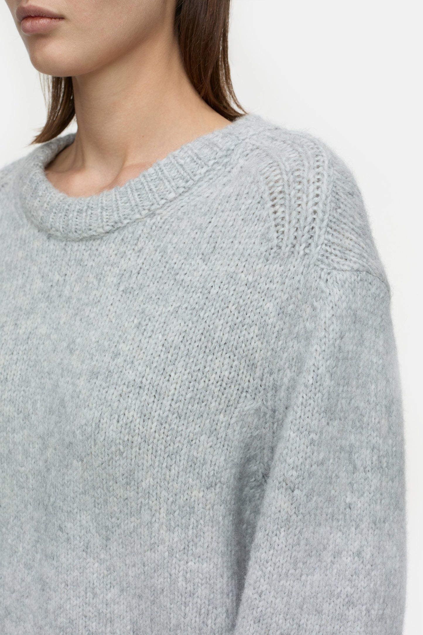 Pullover aus Alpaka-Mix in Light Grey MelangeClosed - Anita Hass