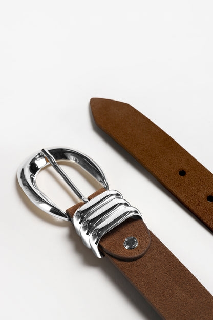 Emily Belt in Brown Suede/Silver by Federica Tosi - Anita Hass