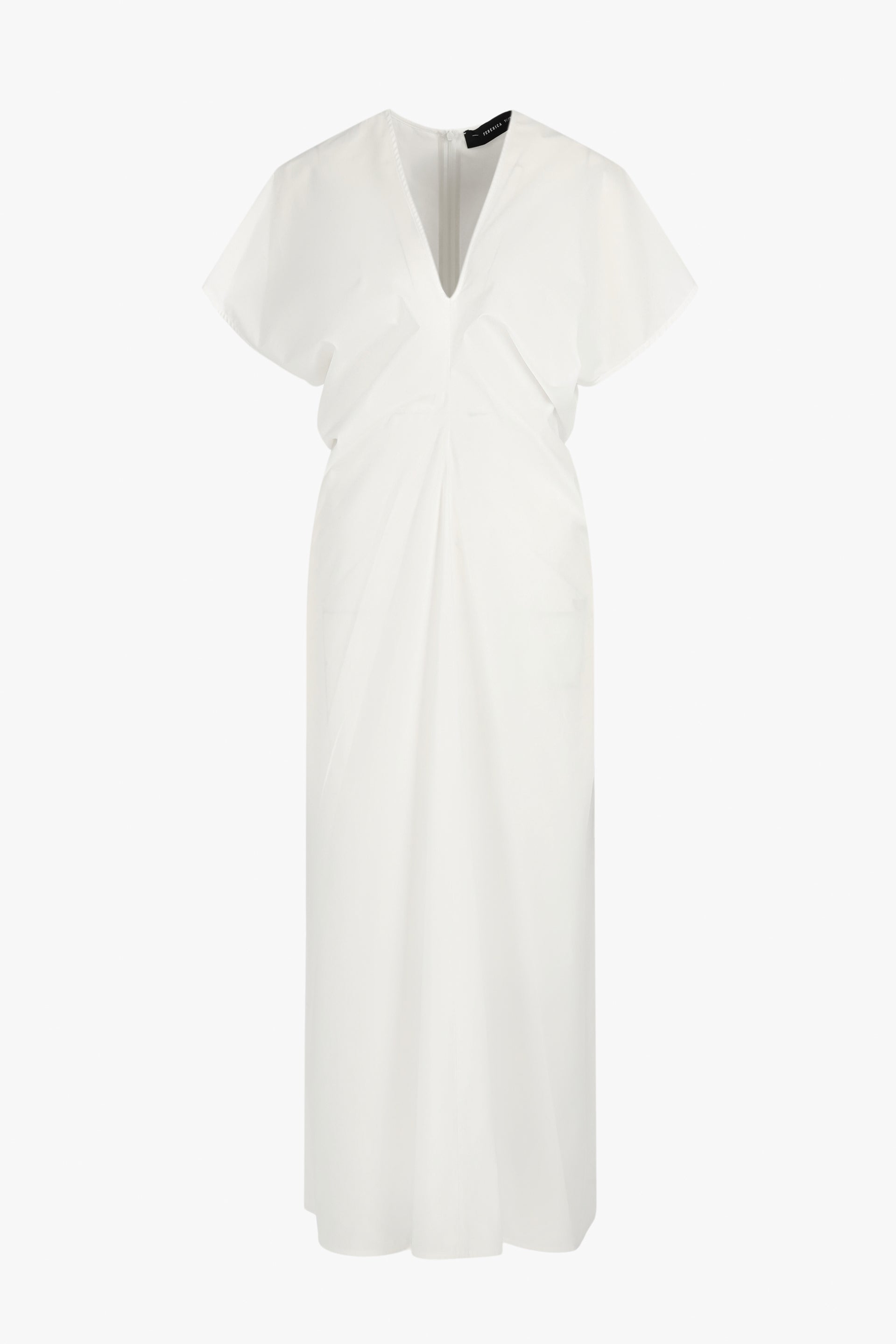 Deep V Dress in White by Federica Tosi - Anita Hass