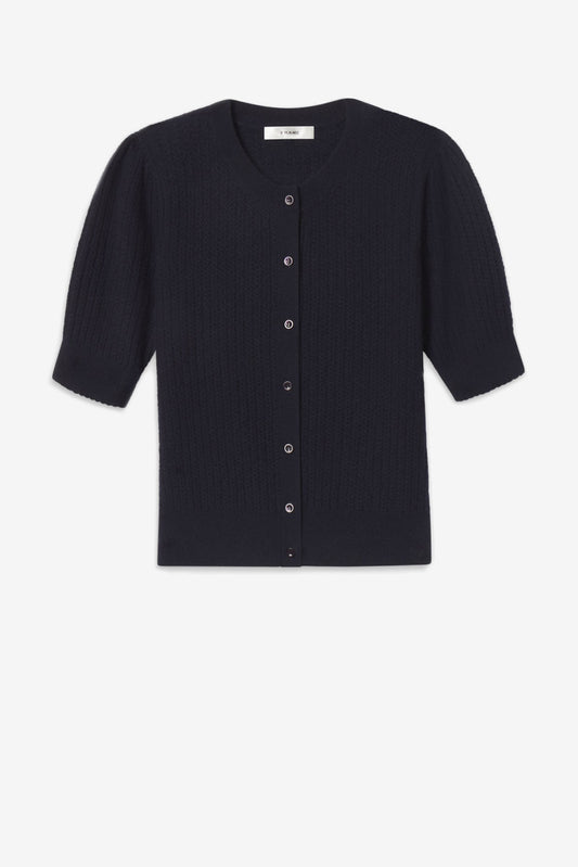 The Chain Pointelle Cardigan in NavyFrame - Anita Hass