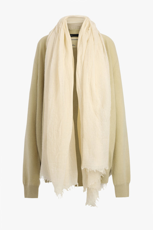 Cardigan with Scarf Neck in Faded Beige/Chalk by Frenckenberger - Anita Hass