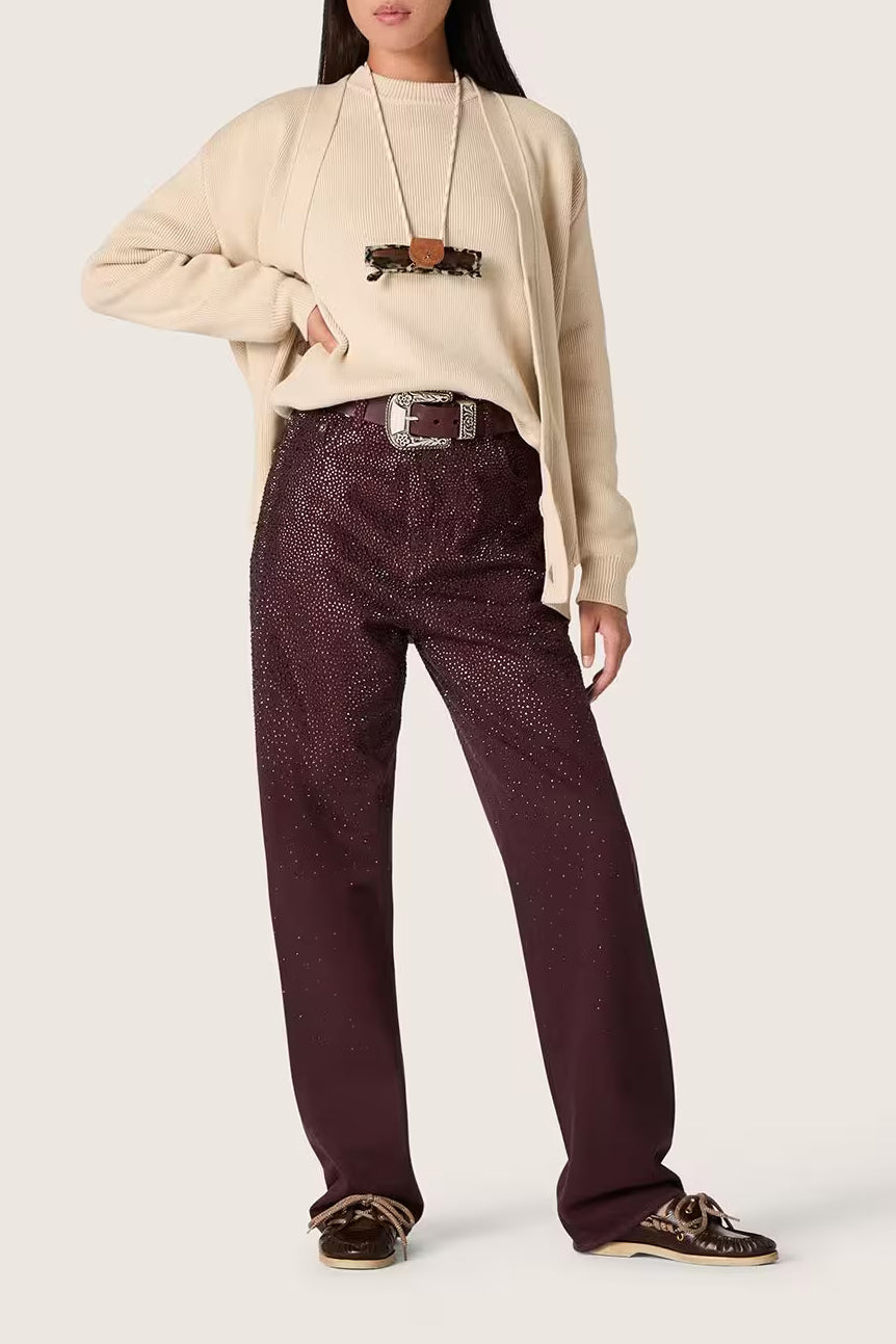 Journey Crystals Degrade Pants in Burgundy by Golden Goose - Anita Hass