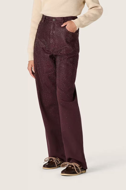 Journey Crystals Degrade Pants in Burgundy by Golden Goose - Anita Hass