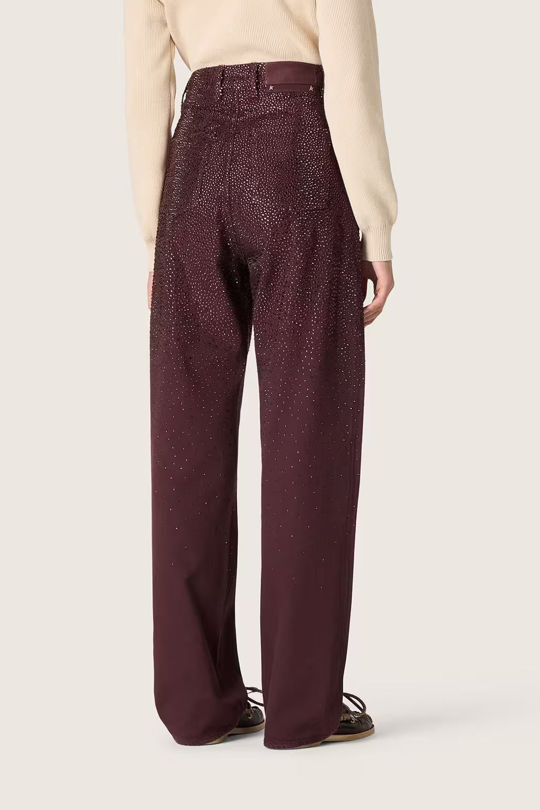 Journey Crystals Degrade Pants in Burgundy by Golden Goose - Anita Hass
