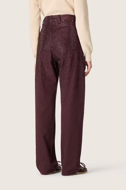Journey Crystals Degrade Pants in Burgundy by Golden Goose - Anita Hass
