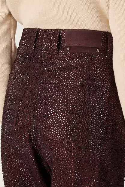Journey Crystals Degrade Pants in Burgundy by Golden Goose - Anita Hass