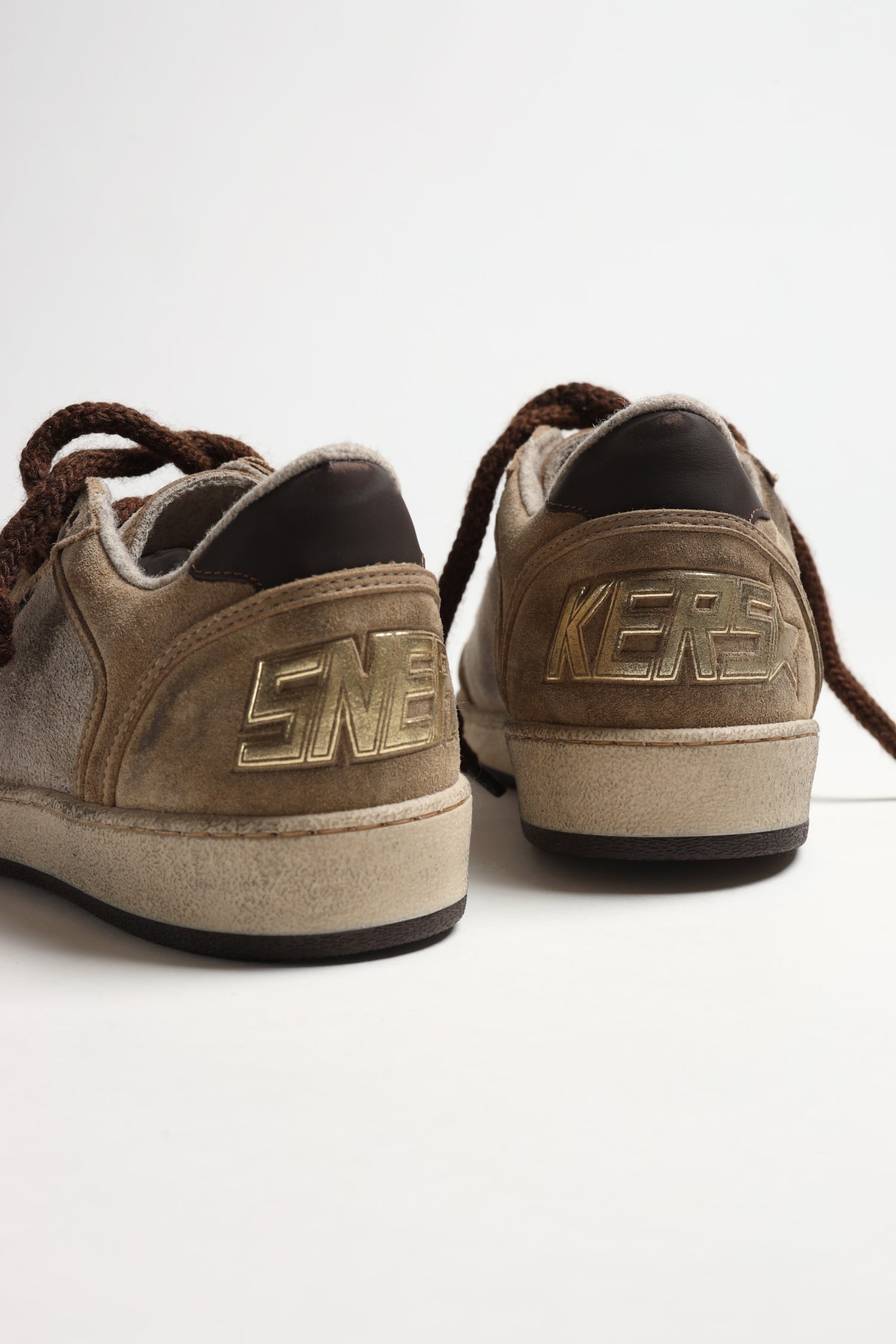 Sneaker Ball Star in Beige/Brown/Gold by Golden Goose - Anita Hass