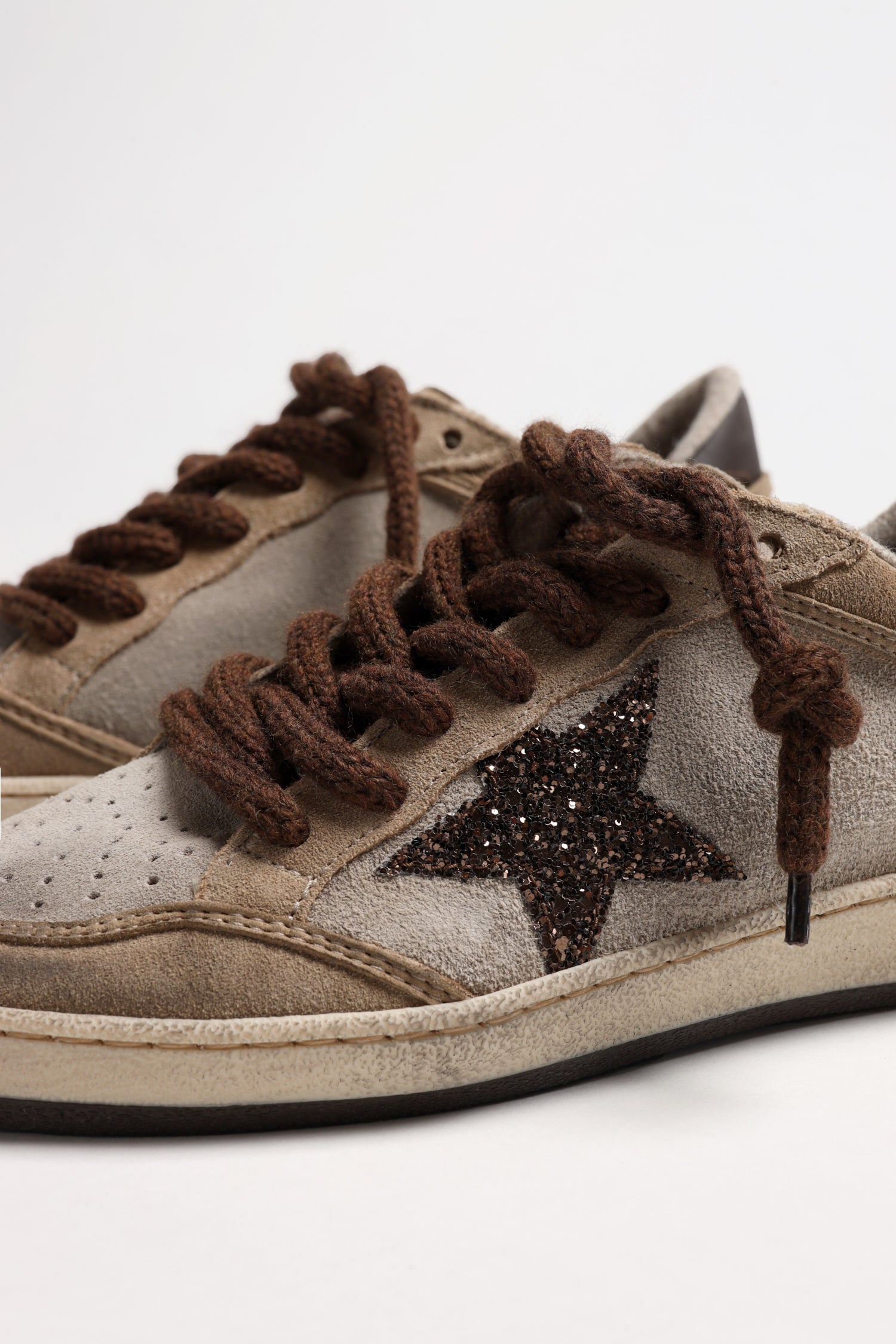 Sneaker Ball Star in Beige/Brown/Gold by Golden Goose - Anita Hass