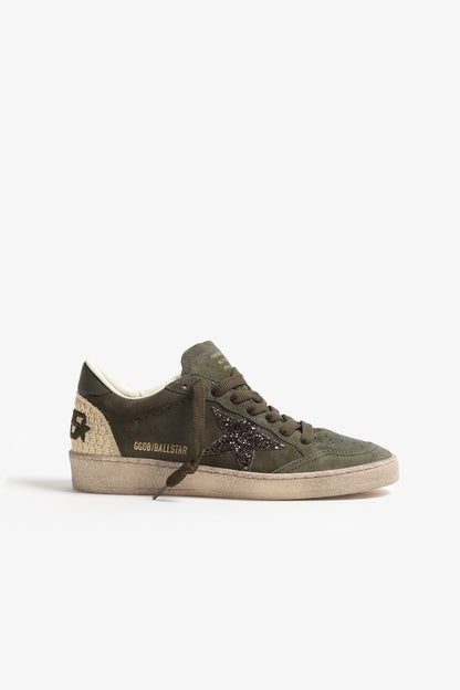 Sneaker Ball Star in Olive Green/Beige Golden Goose