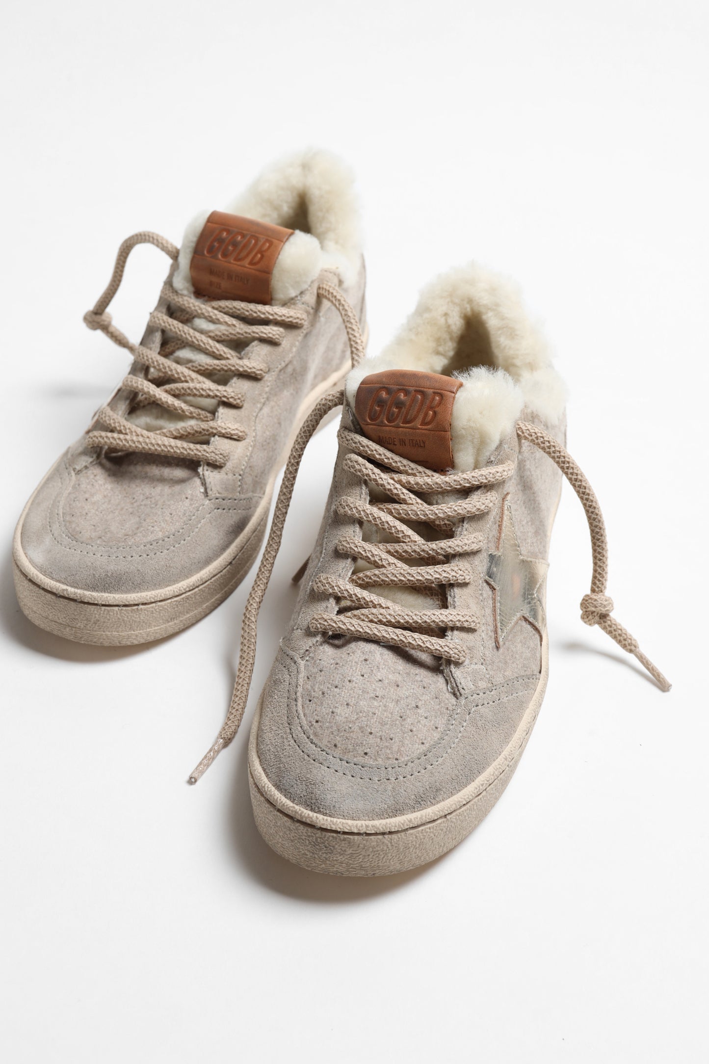 Sneaker Ball Star in Shearling Beige/Platinum Golden Goose