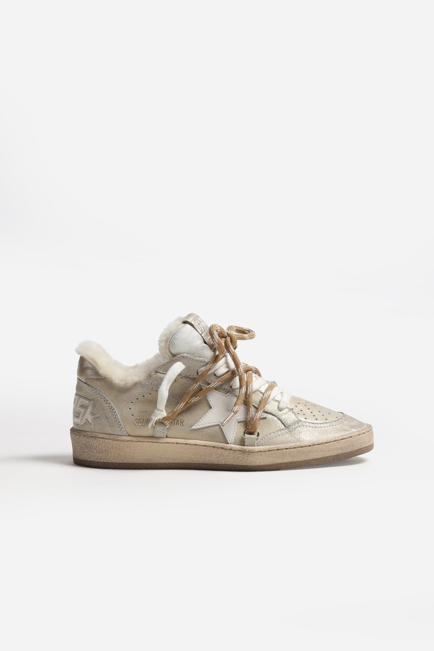 Sneaker Ball Star Shearling in Cream Golden Goose