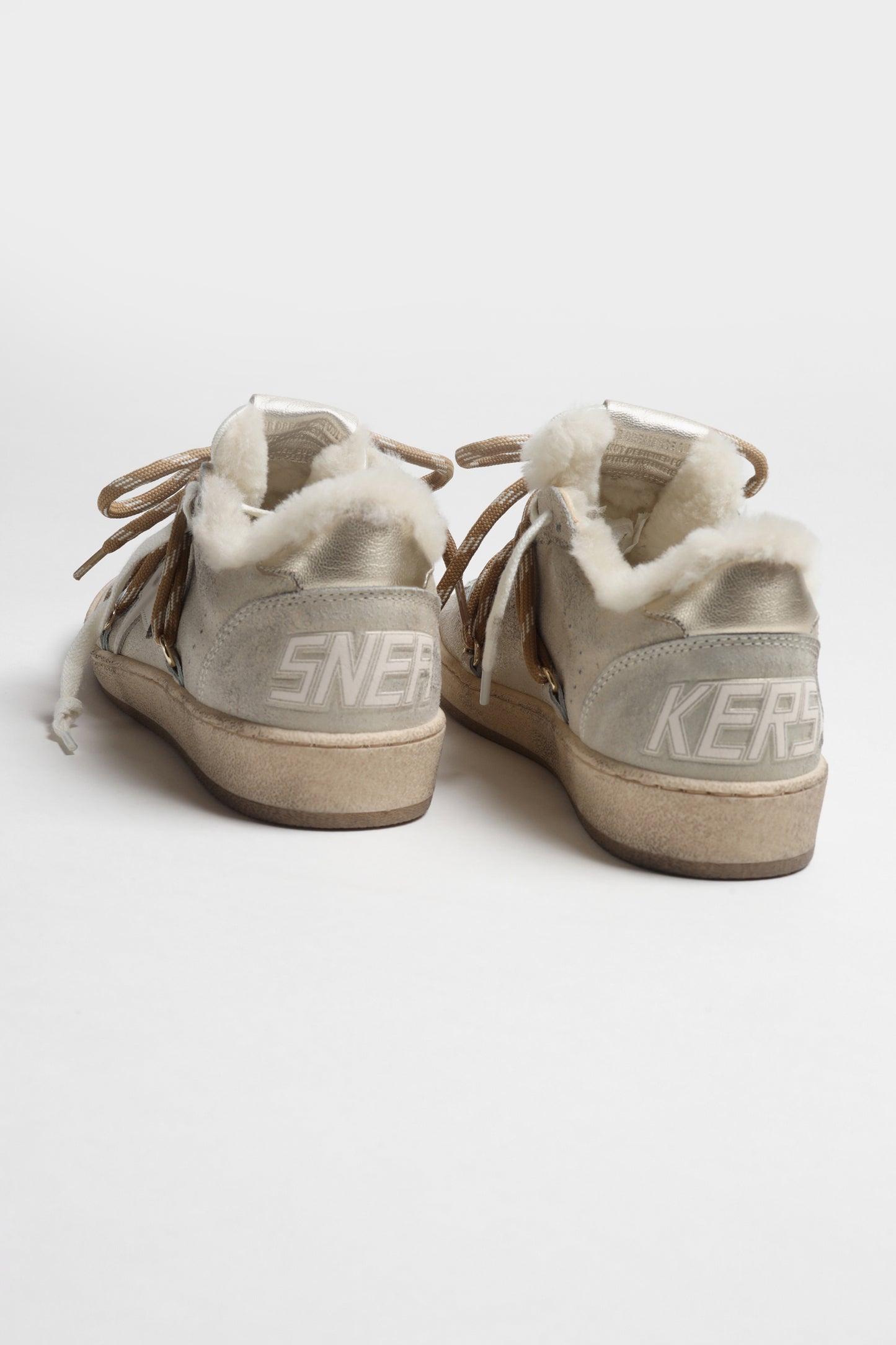 Sneaker Ball Star Shearling in Cream Golden Goose