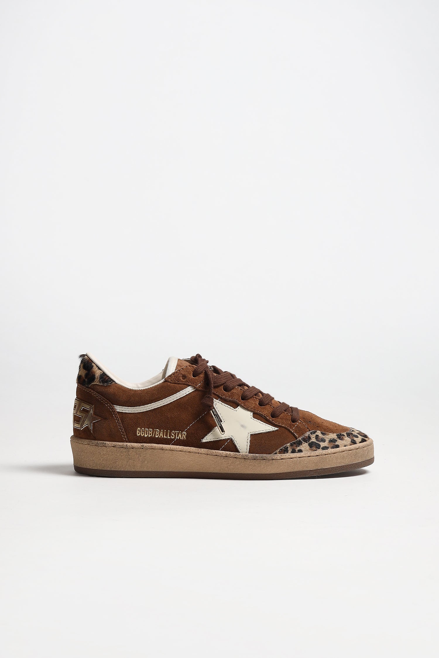 Ballstar Sneakers in Brown Suede/Leopard Print by Golden Goose - Anita Hass